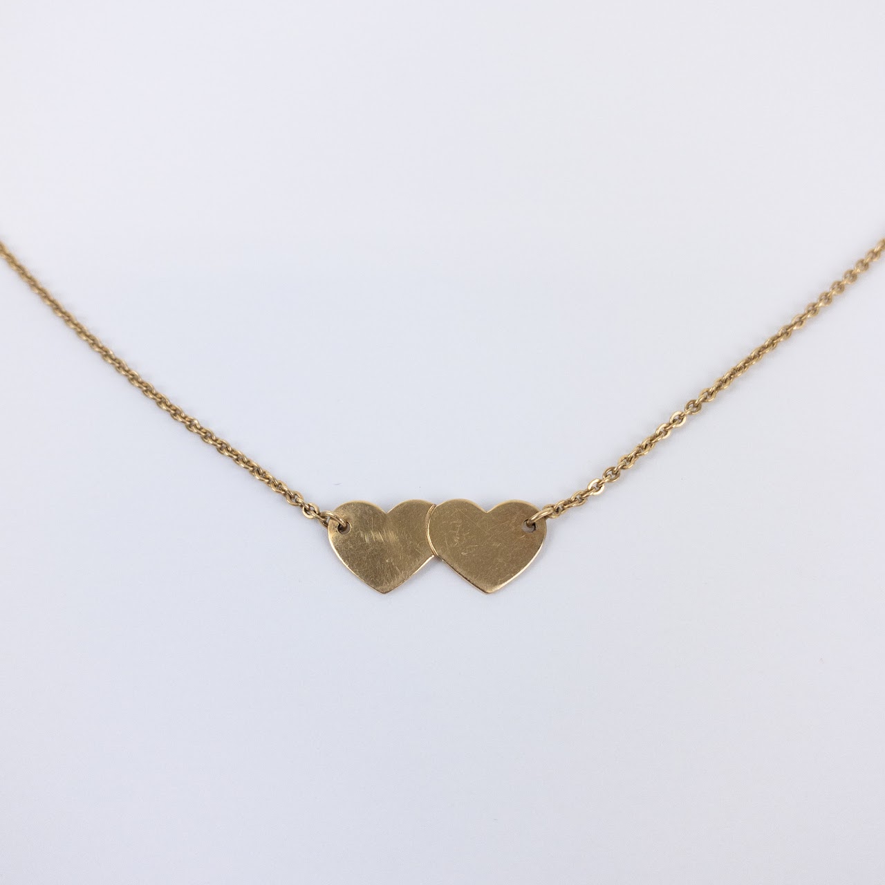 10K Gold Chain Link Bracelet with Hearts Charm