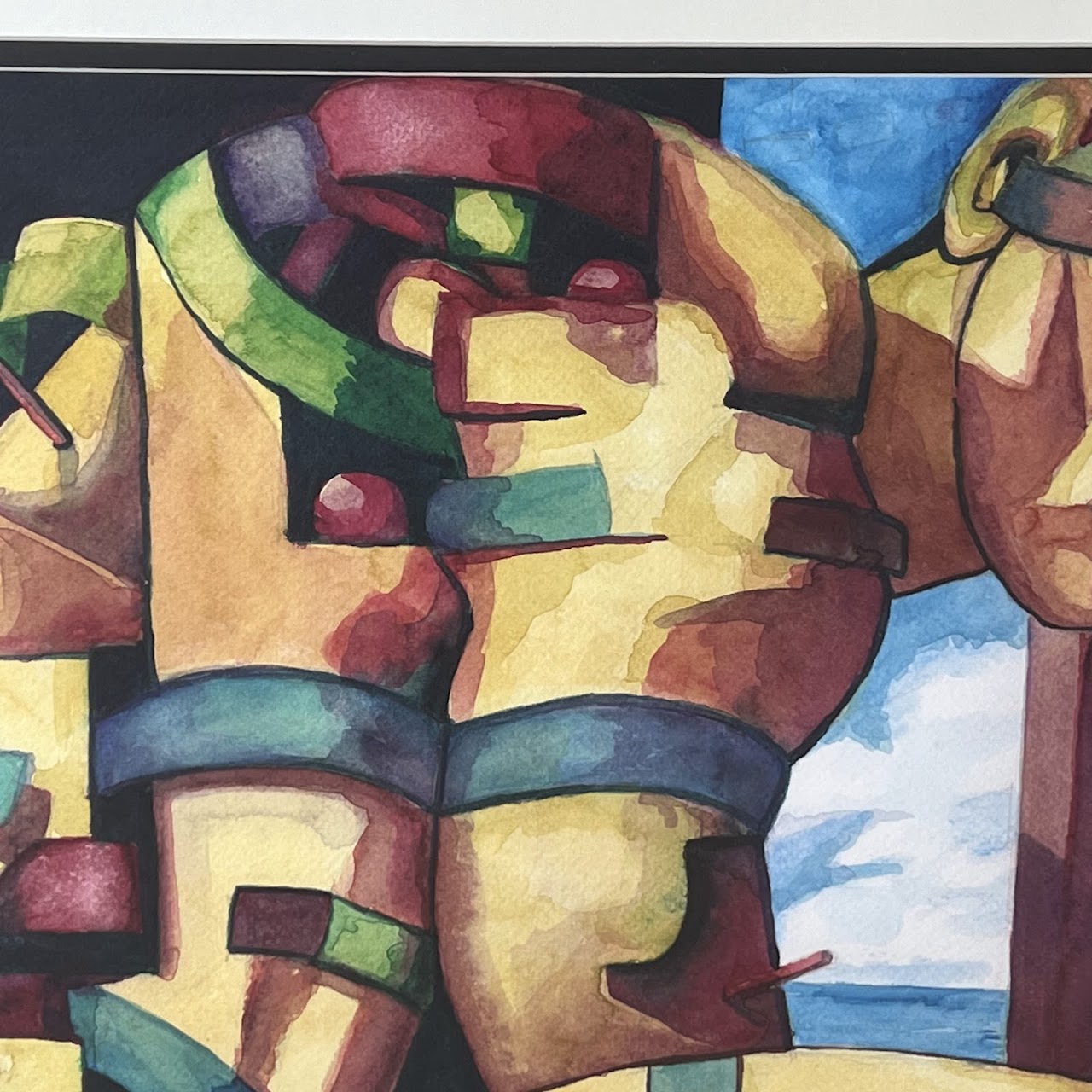 Contemporary Cubist Watercolor Painting