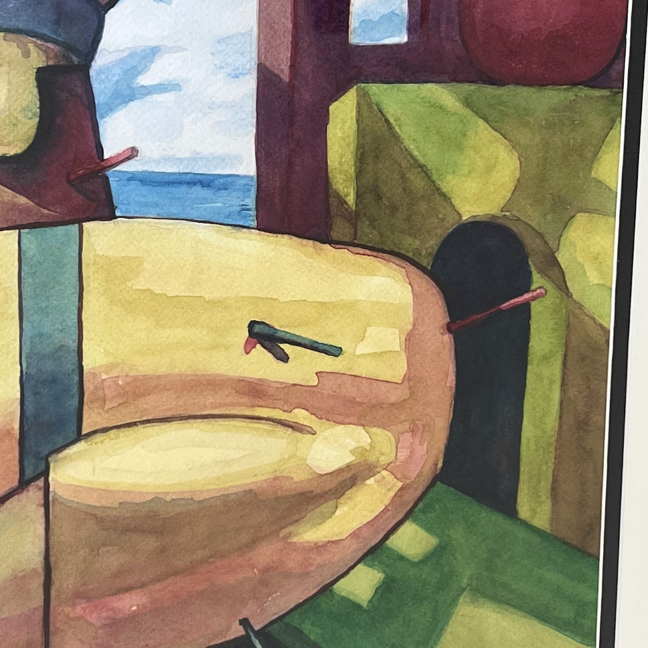 Contemporary Cubist Watercolor Painting