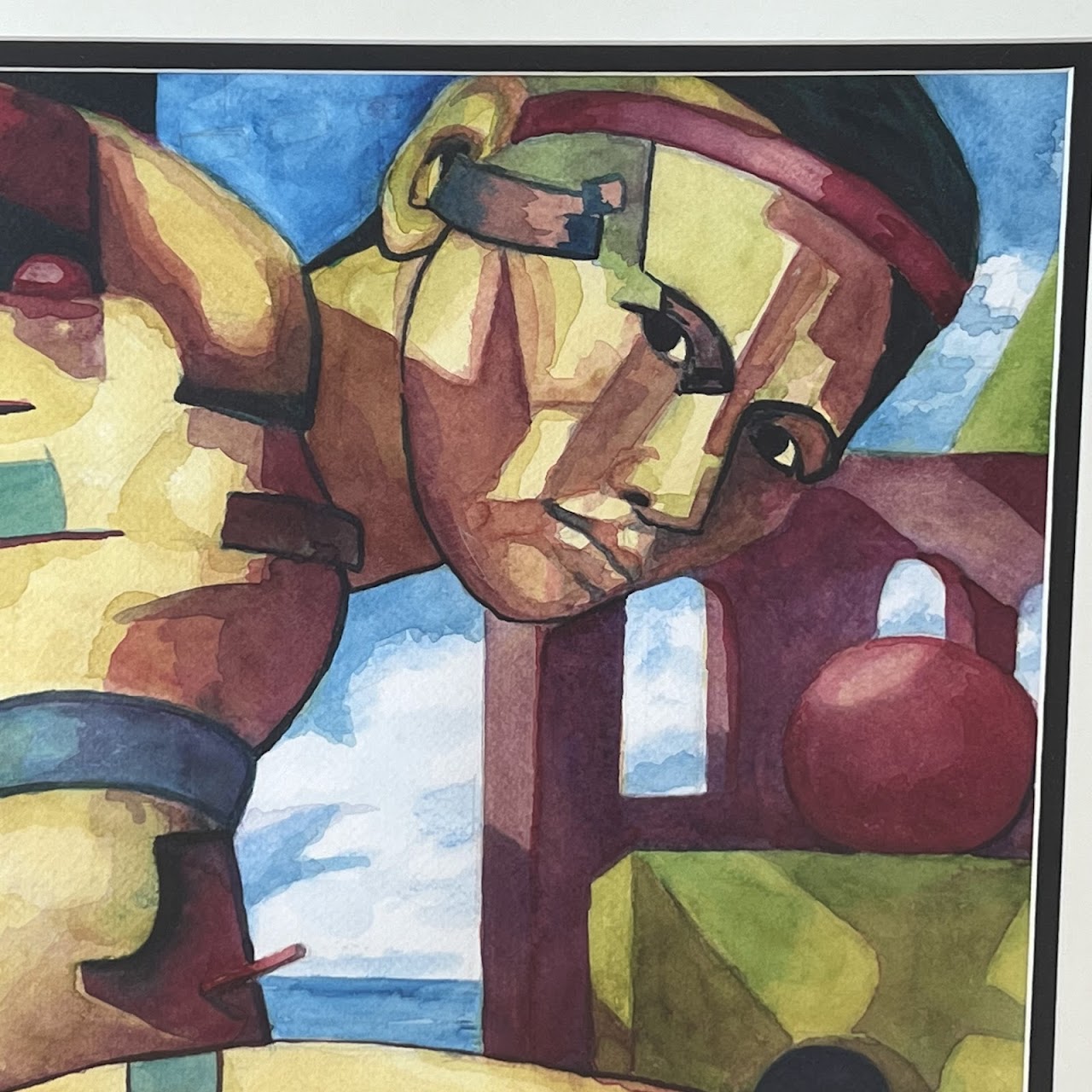 Contemporary Cubist Watercolor Painting