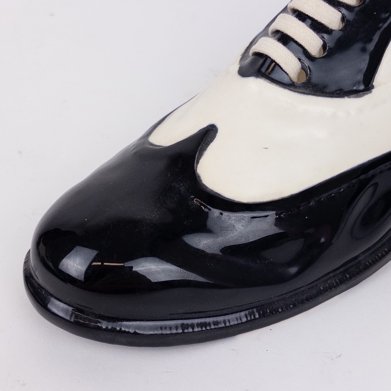 Dept. 56 Black and White Ceramic Saddle Shoe Planters (2)