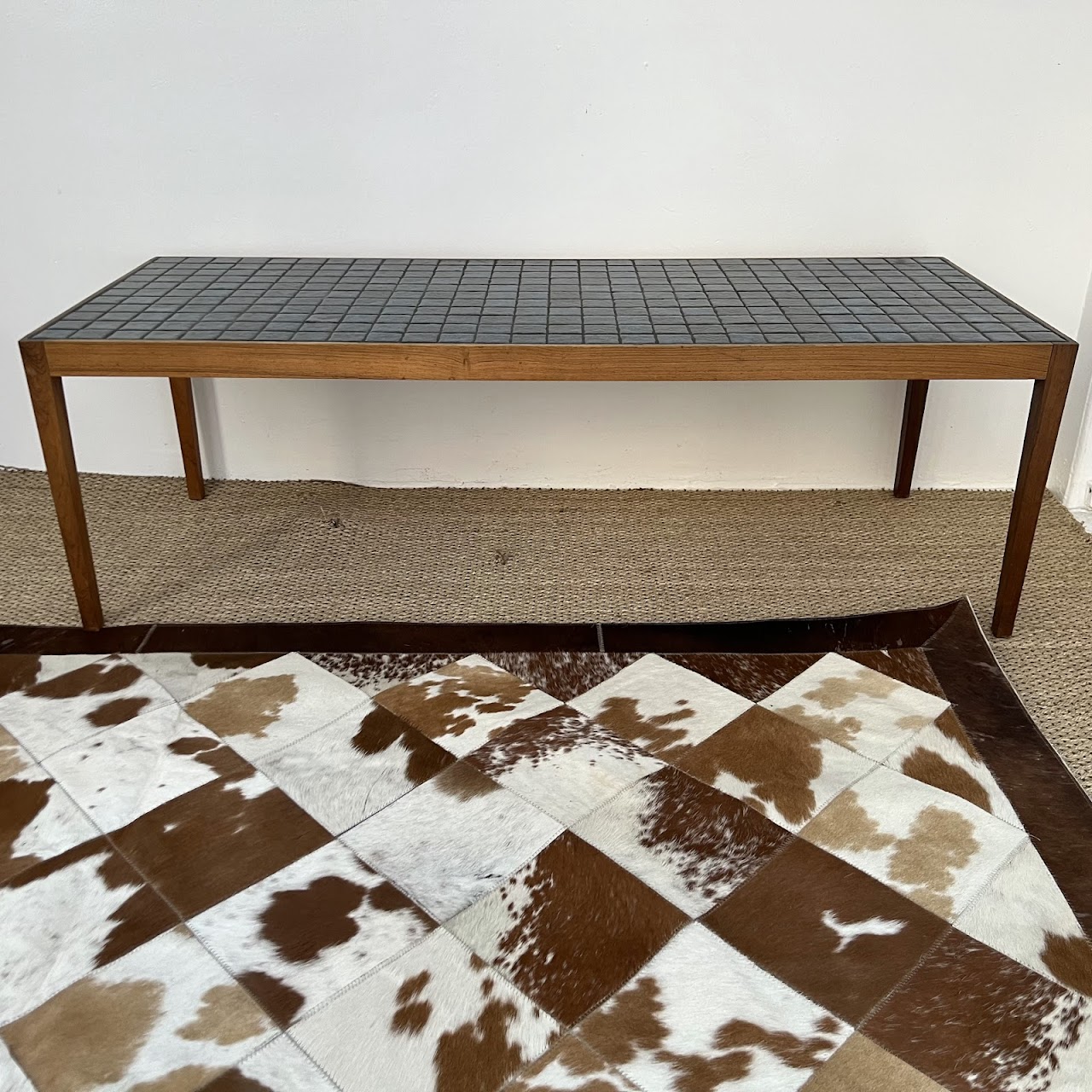 Mid-Century Modern Rosewood Ceramic Tile Top Coffee Table