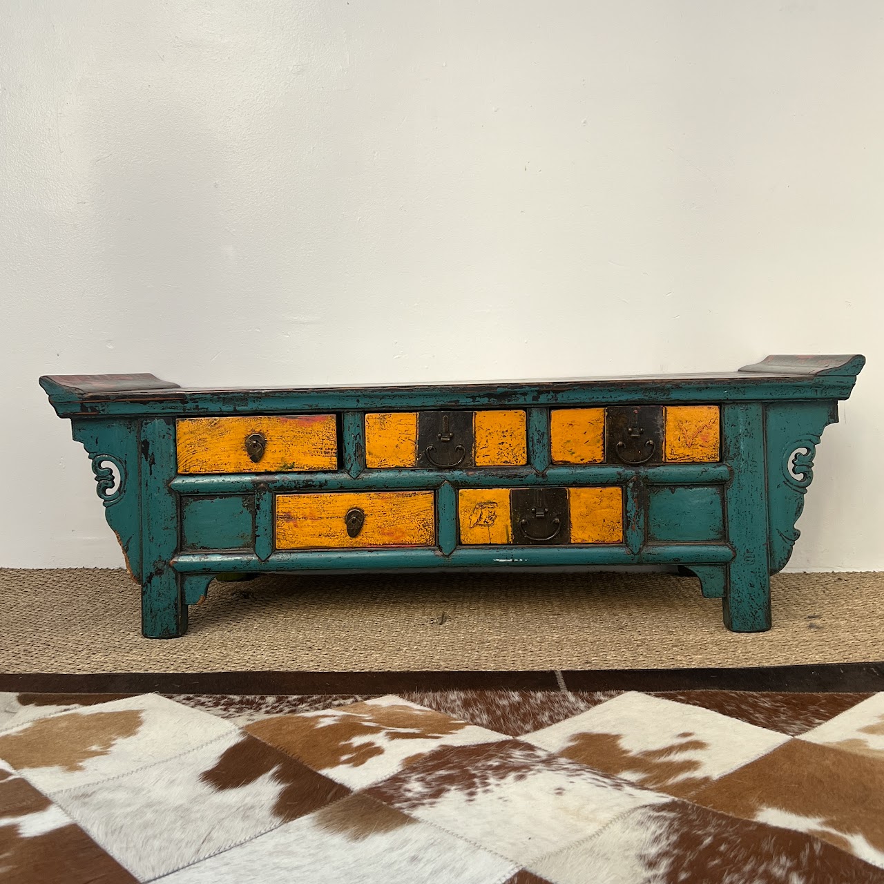 Lacquered and Hand-Painted Low Altar Table