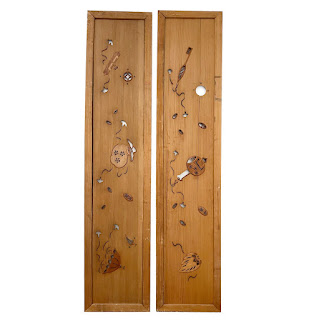 Japanese Inlaid and Pierced Spruce Panel Pair