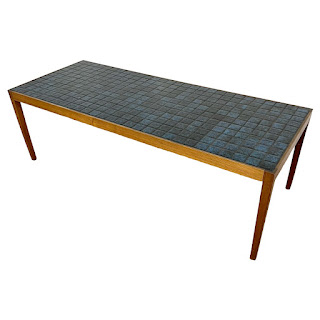 Mid-Century Modern Rosewood Ceramic Tile Top Coffee Table