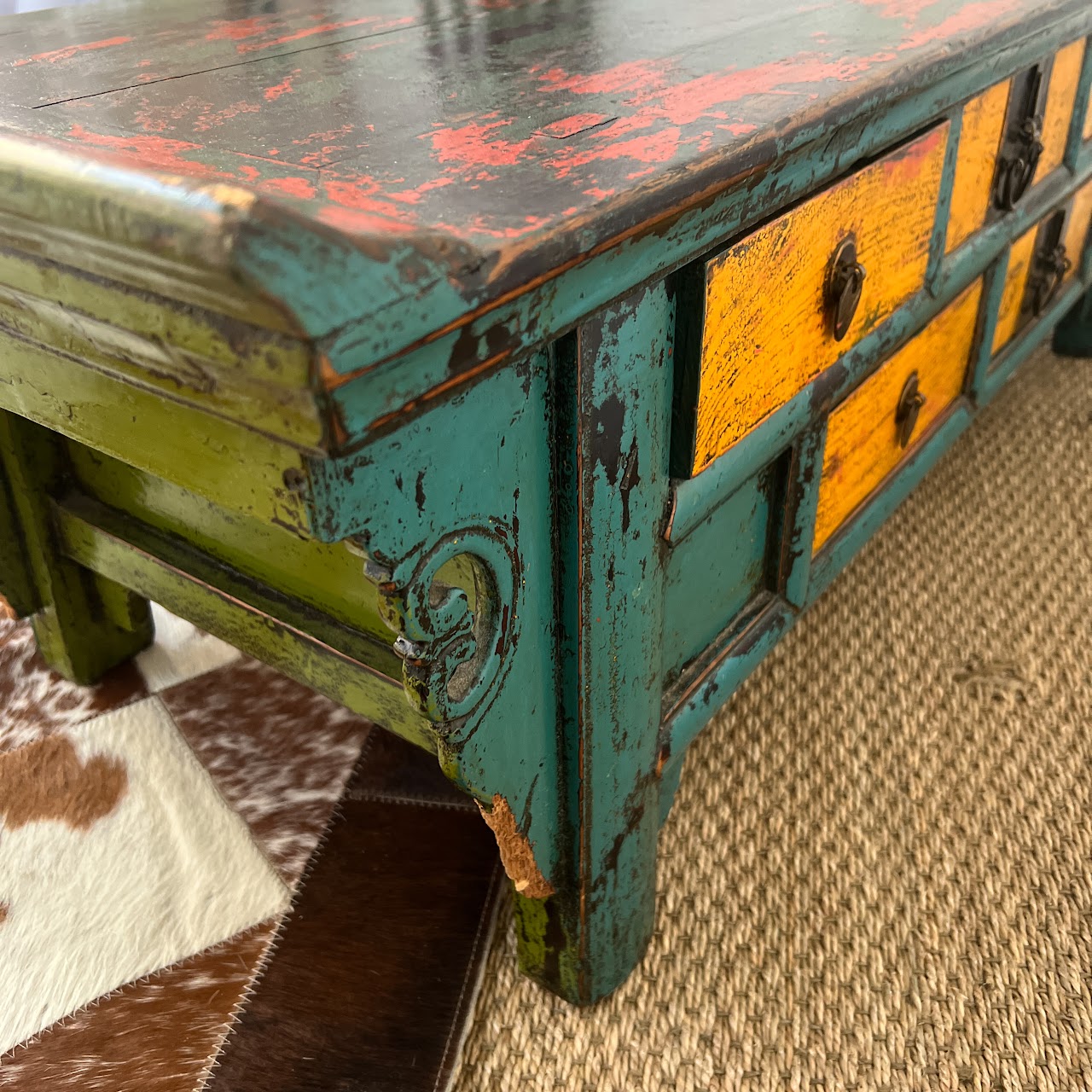 Lacquered and Hand-Painted Low Altar Table