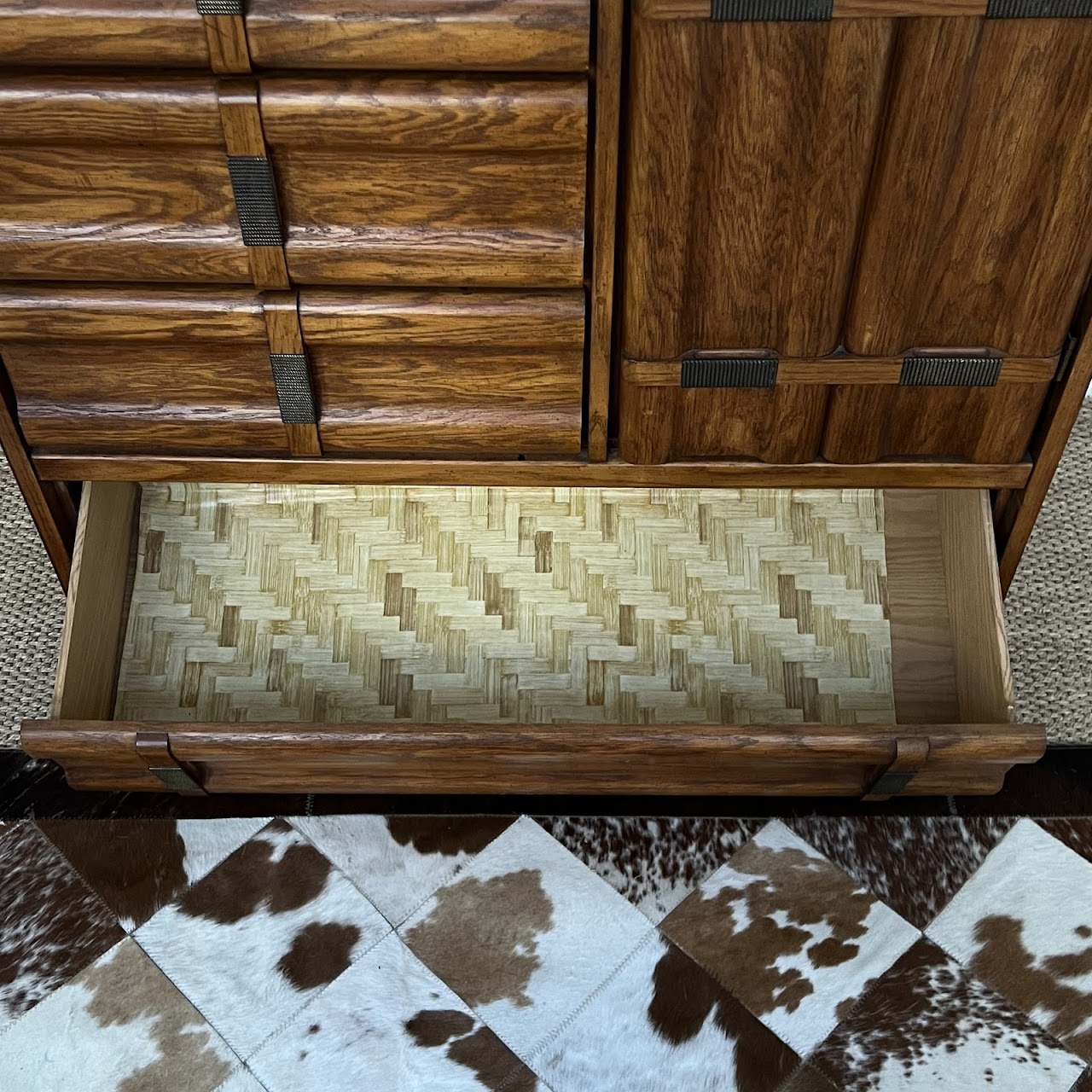 Brutalist Mid-Century Oak Dresser