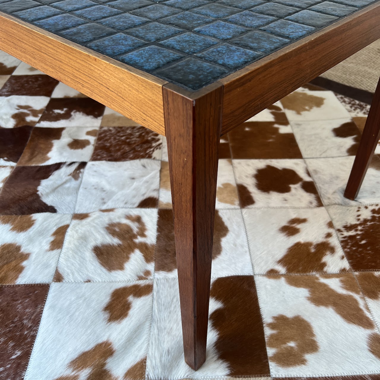 Mid-Century Modern Rosewood Ceramic Tile Top Coffee Table