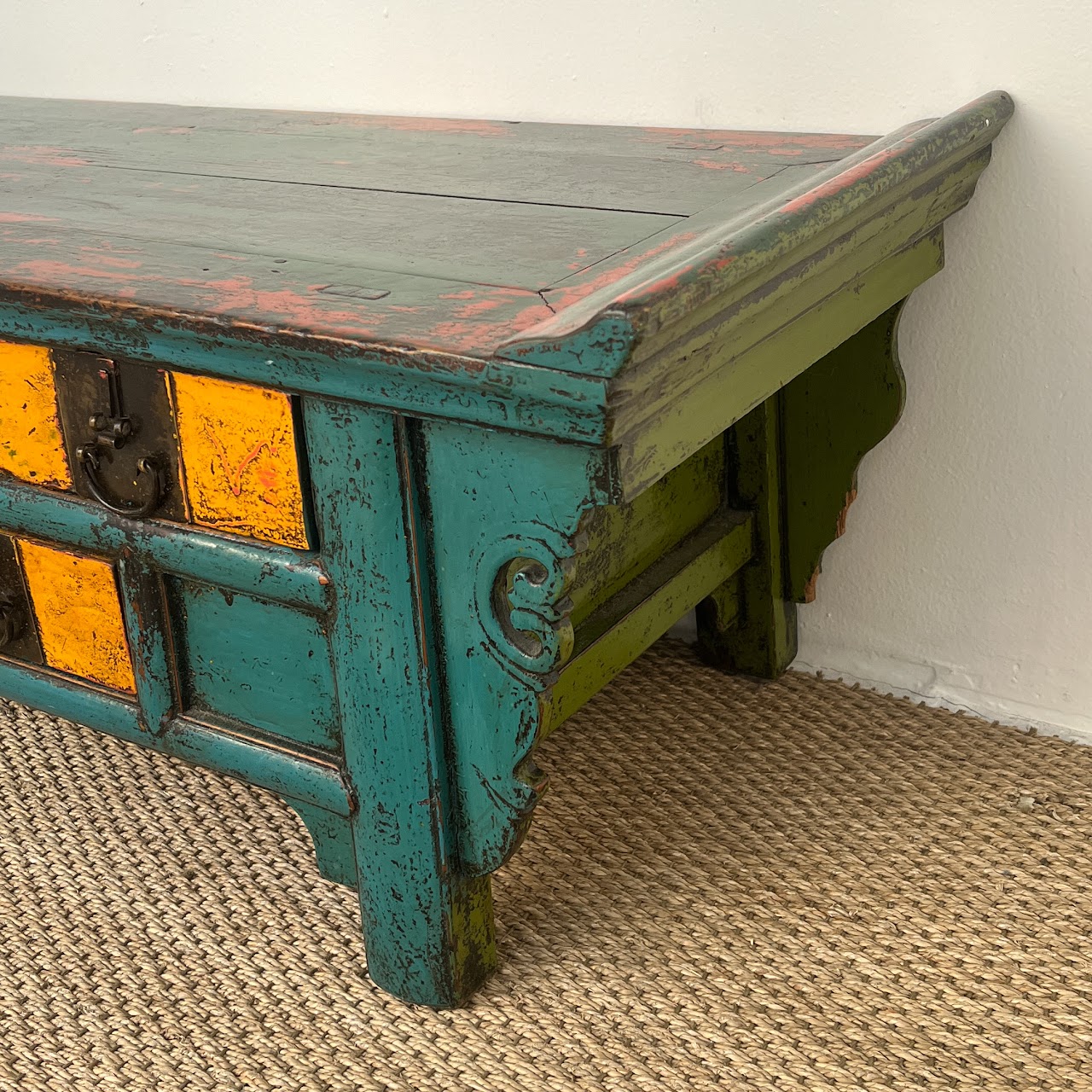 Lacquered and Hand-Painted Low Altar Table