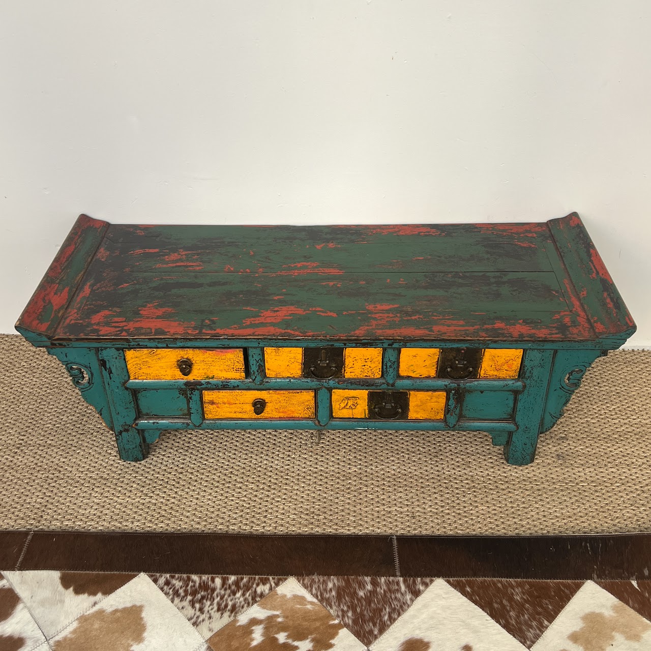 Lacquered and Hand-Painted Low Altar Table