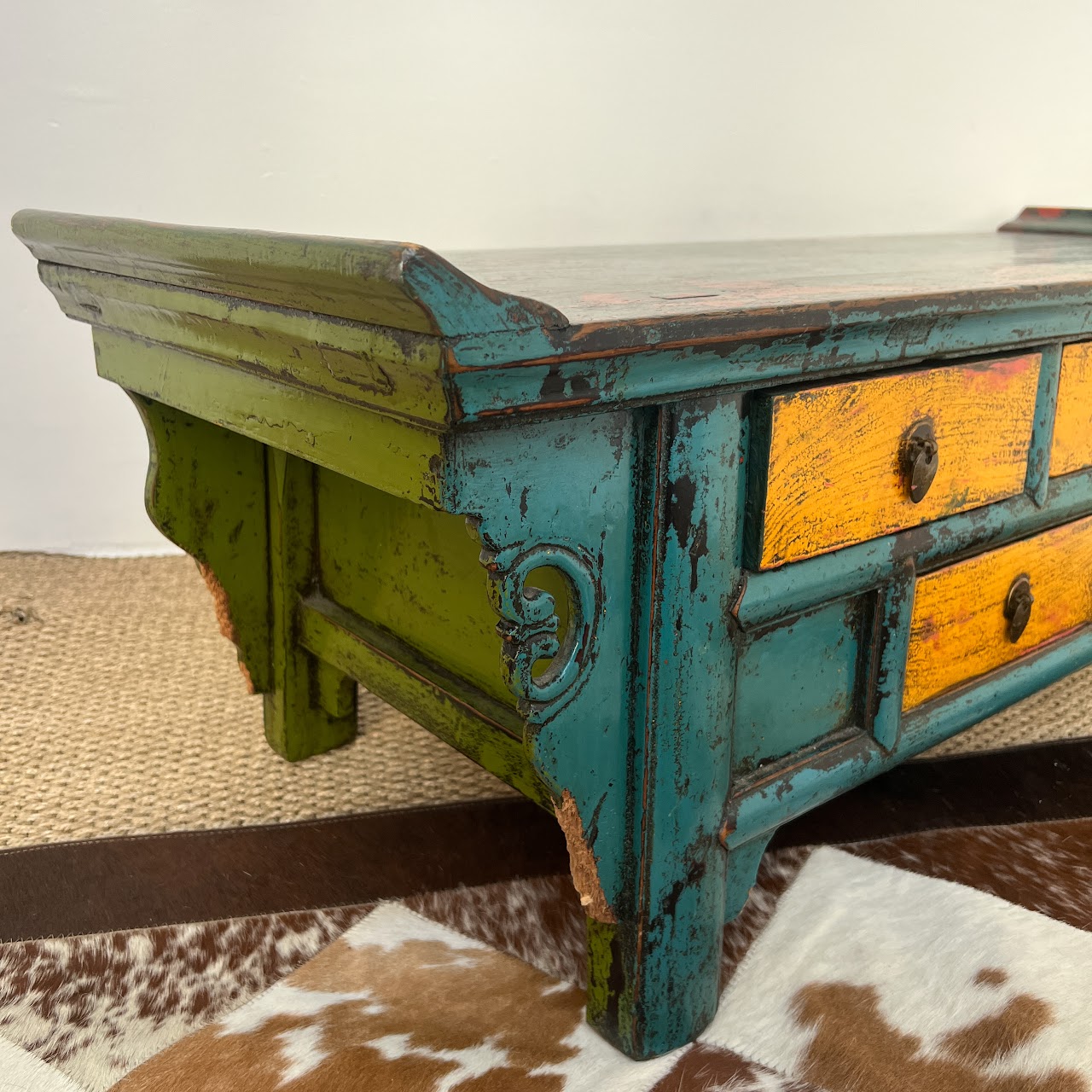 Lacquered and Hand-Painted Low Altar Table