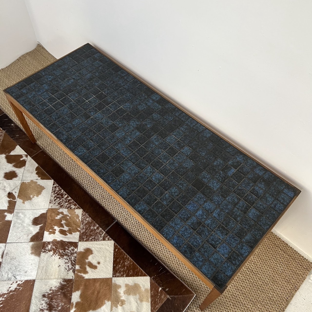 Mid-Century Modern Rosewood Ceramic Tile Top Coffee Table