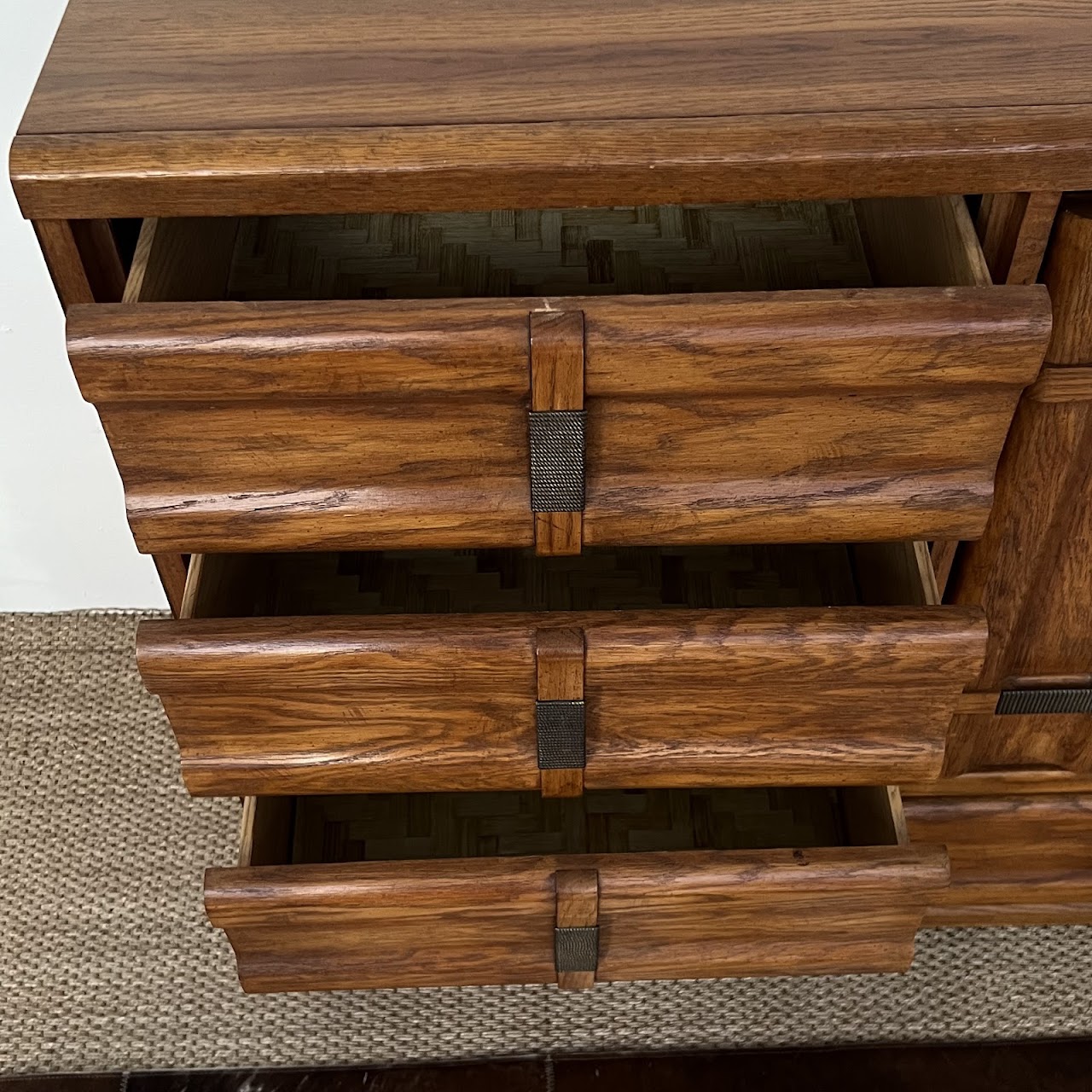 Brutalist Mid-Century Oak Dresser