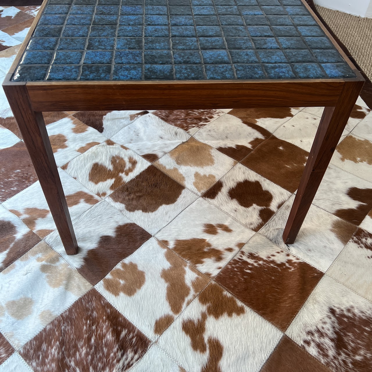 Mid-Century Modern Rosewood Ceramic Tile Top Coffee Table