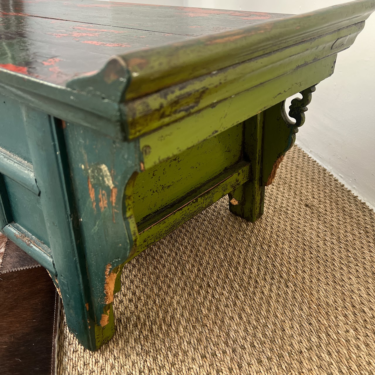 Lacquered and Hand-Painted Low Altar Table