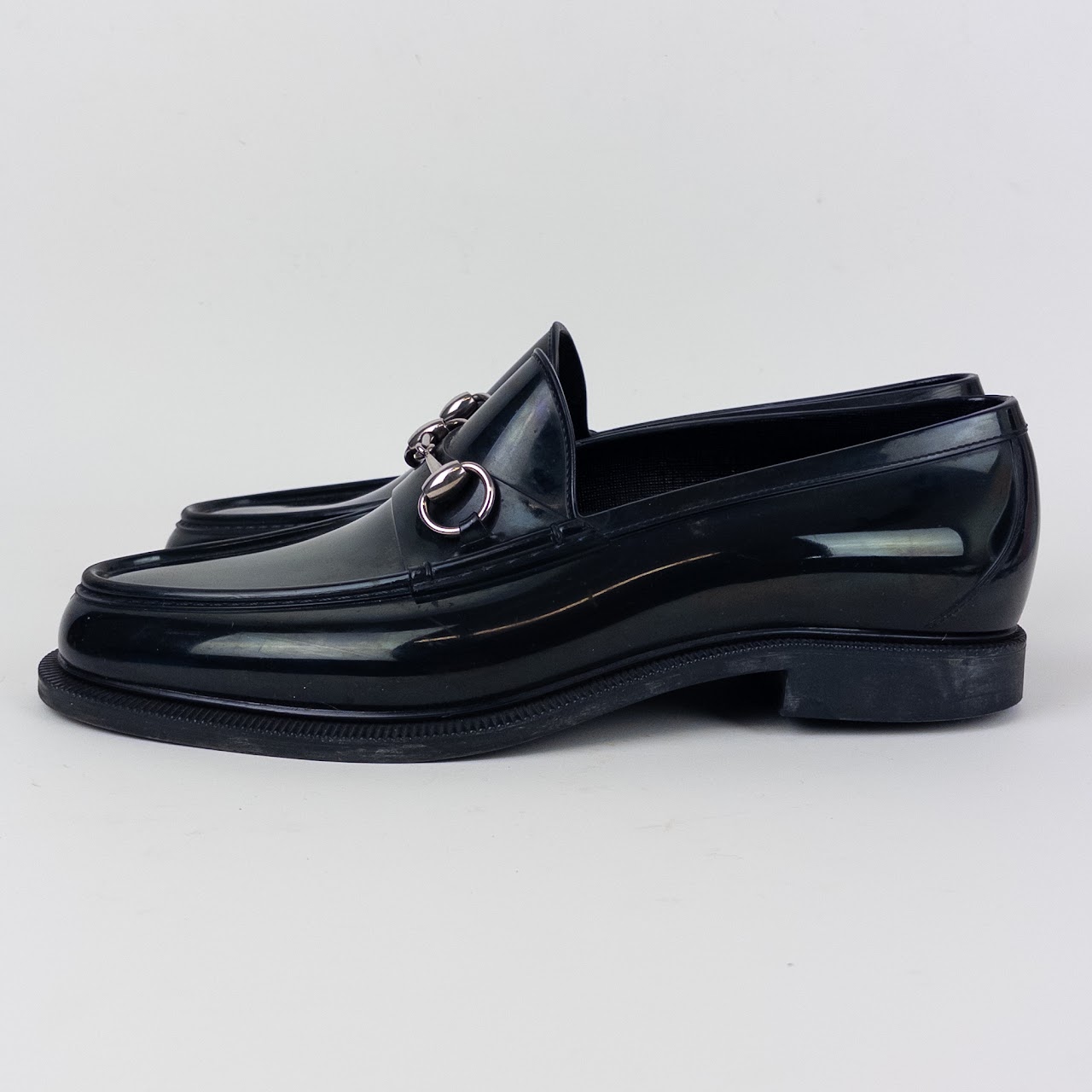 Pearlescent Gucci Horsebit Rubber Rain Shoes