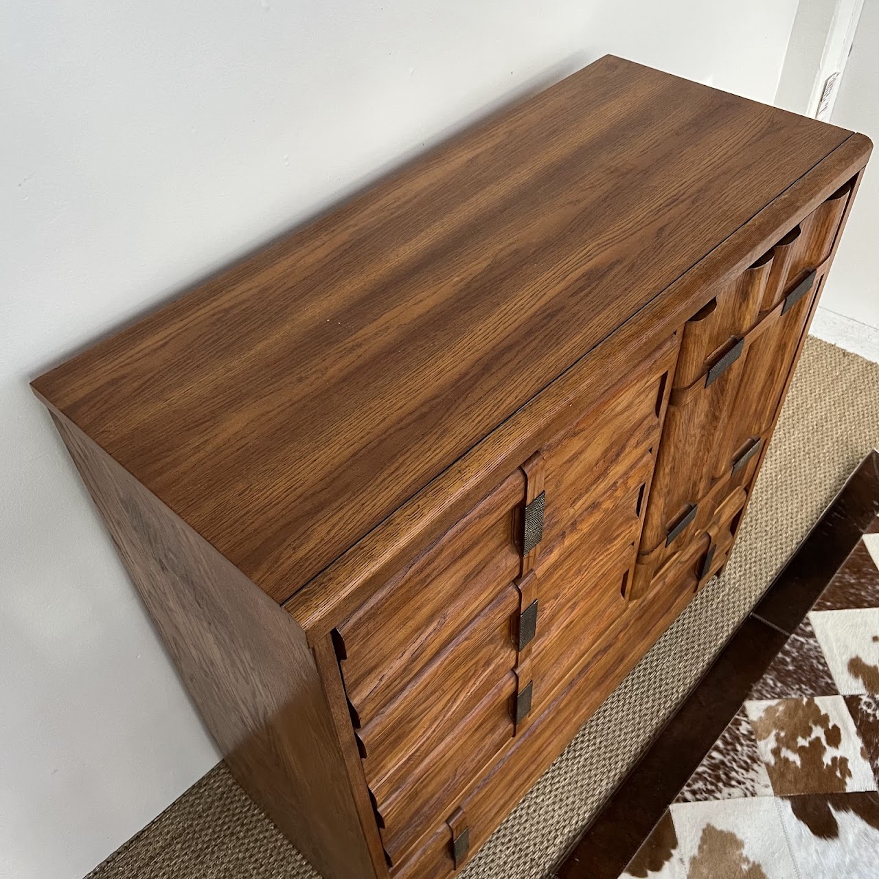 Brutalist Mid-Century Oak Dresser