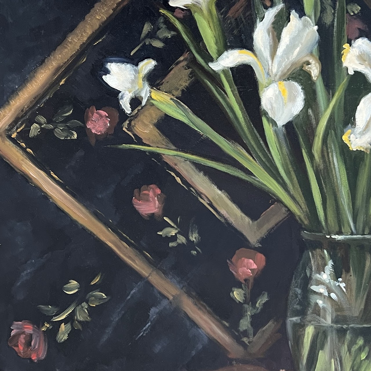 Gaspar Saldanha 'Untitled (Irises)' Signed Oil Painting, 1990