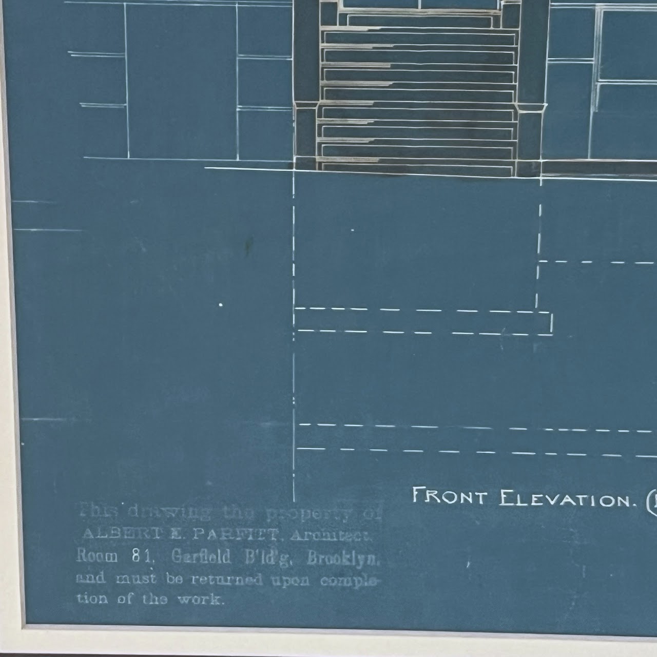 Brooklyn Brownstone Facade Alteration Vintage Architectural Blueprint