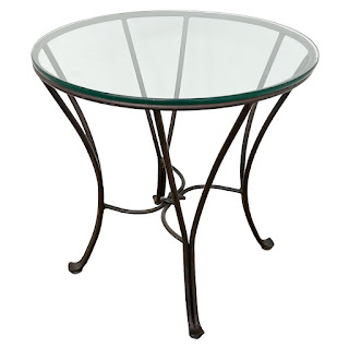 Wrought Iron and Plate Glass Side Table