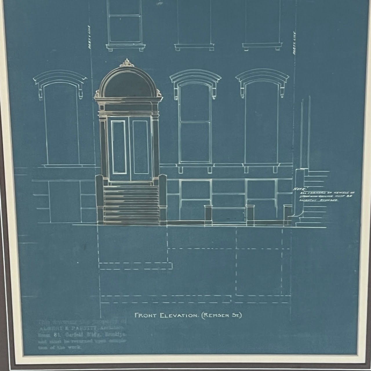 Brooklyn Brownstone Facade Alteration Vintage Architectural Blueprint