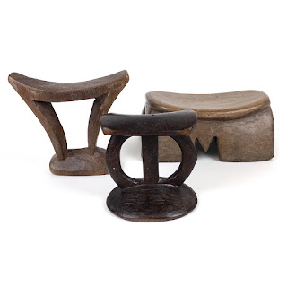 Carved Wooden African Headrest Trio