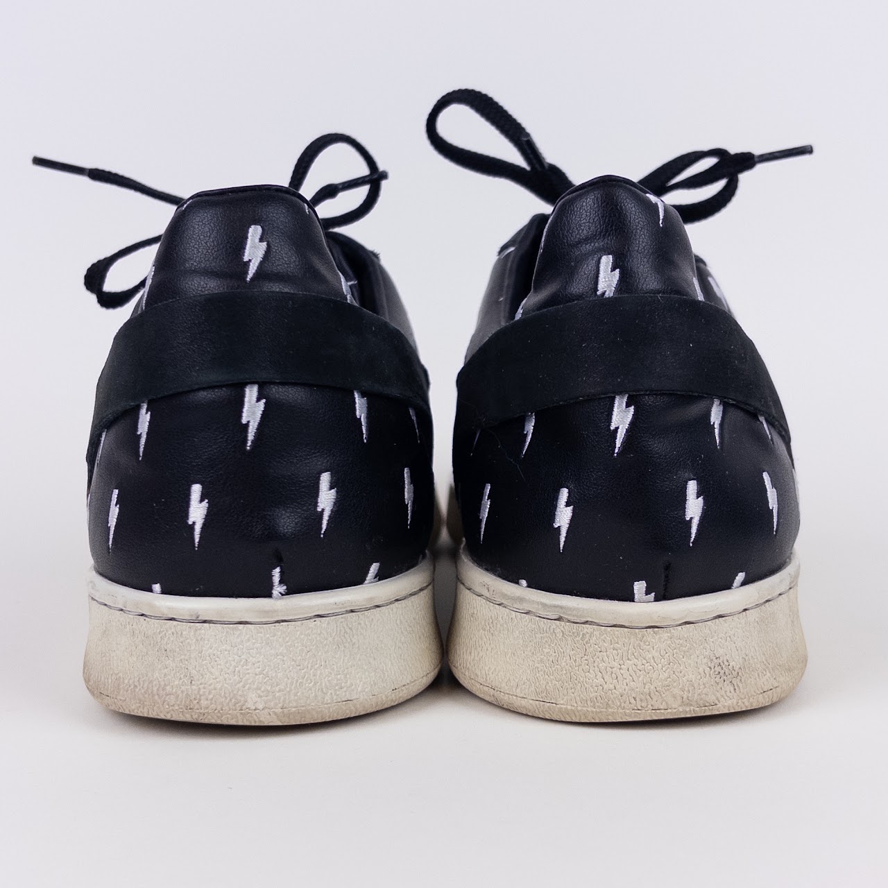 Neil Barrett Lightning Embroidered Leather Sneakers