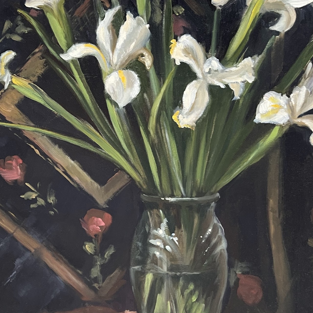 Gaspar Saldanha 'Untitled (Irises)' Signed Oil Painting, 1990