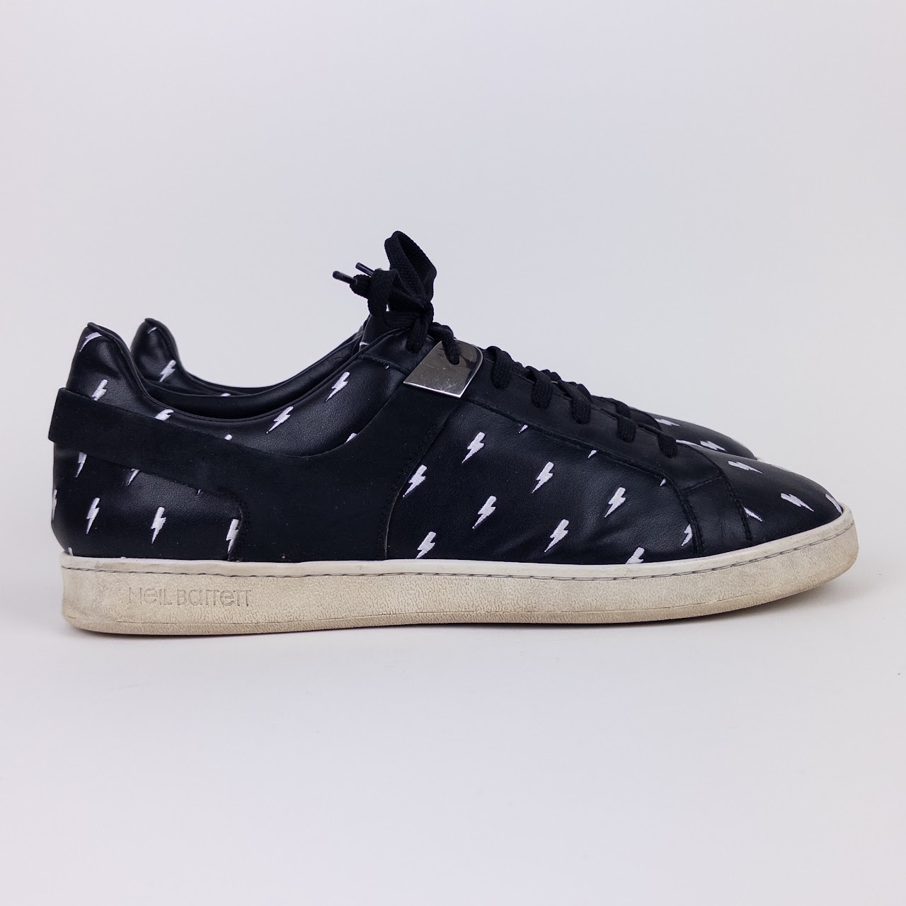 Neil Barrett Lightning Embroidered Leather Sneakers