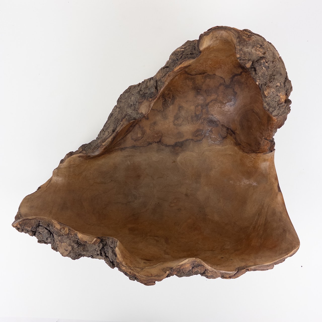 Live-Edge Burl Wood Sculptural Bowl, Signed 'Falcon Spain'