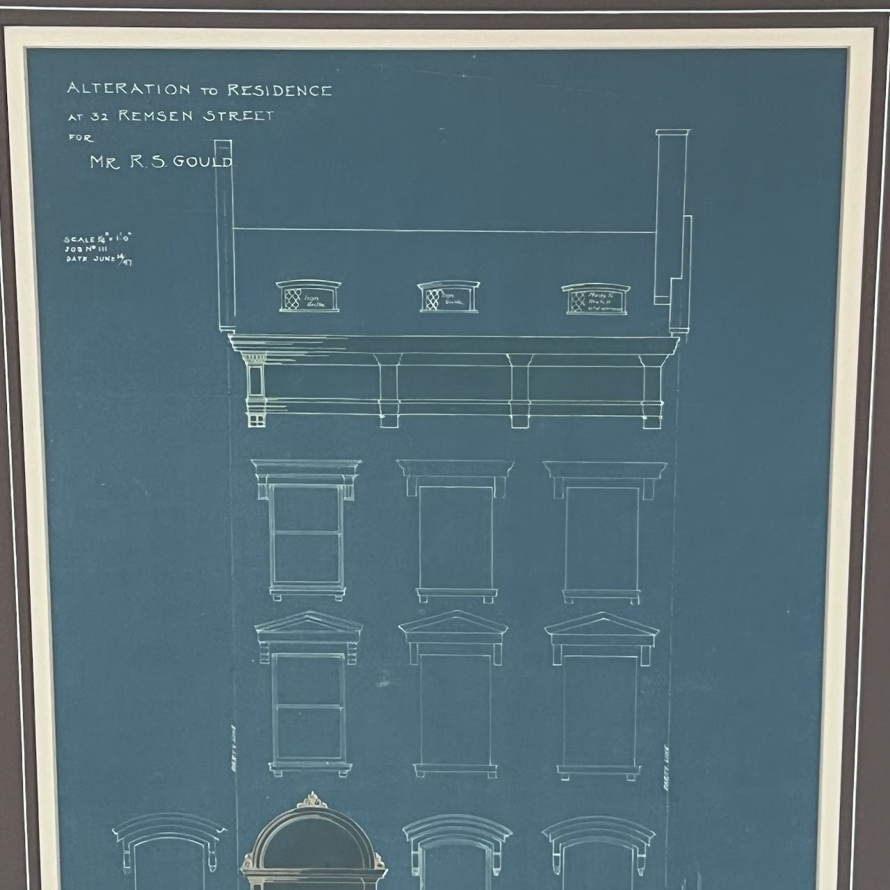 Brooklyn Brownstone Facade Alteration Vintage Architectural Blueprint