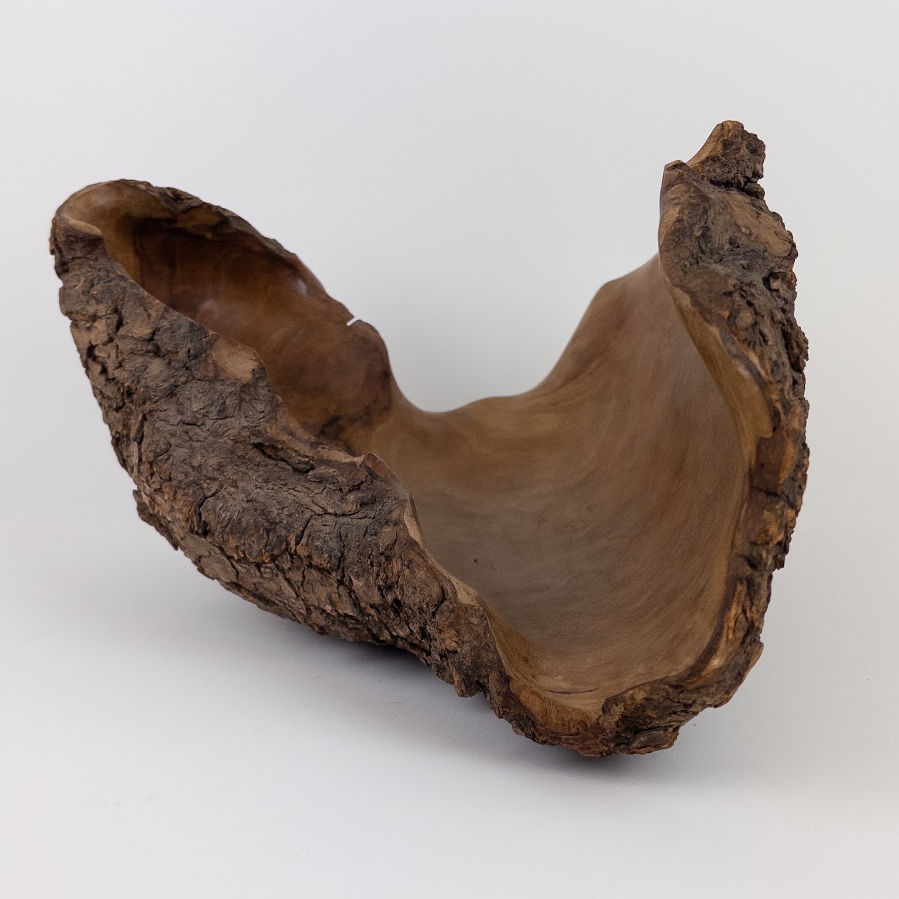 Live-Edge Burl Wood Sculptural Bowl, Signed 'Falcon Spain'