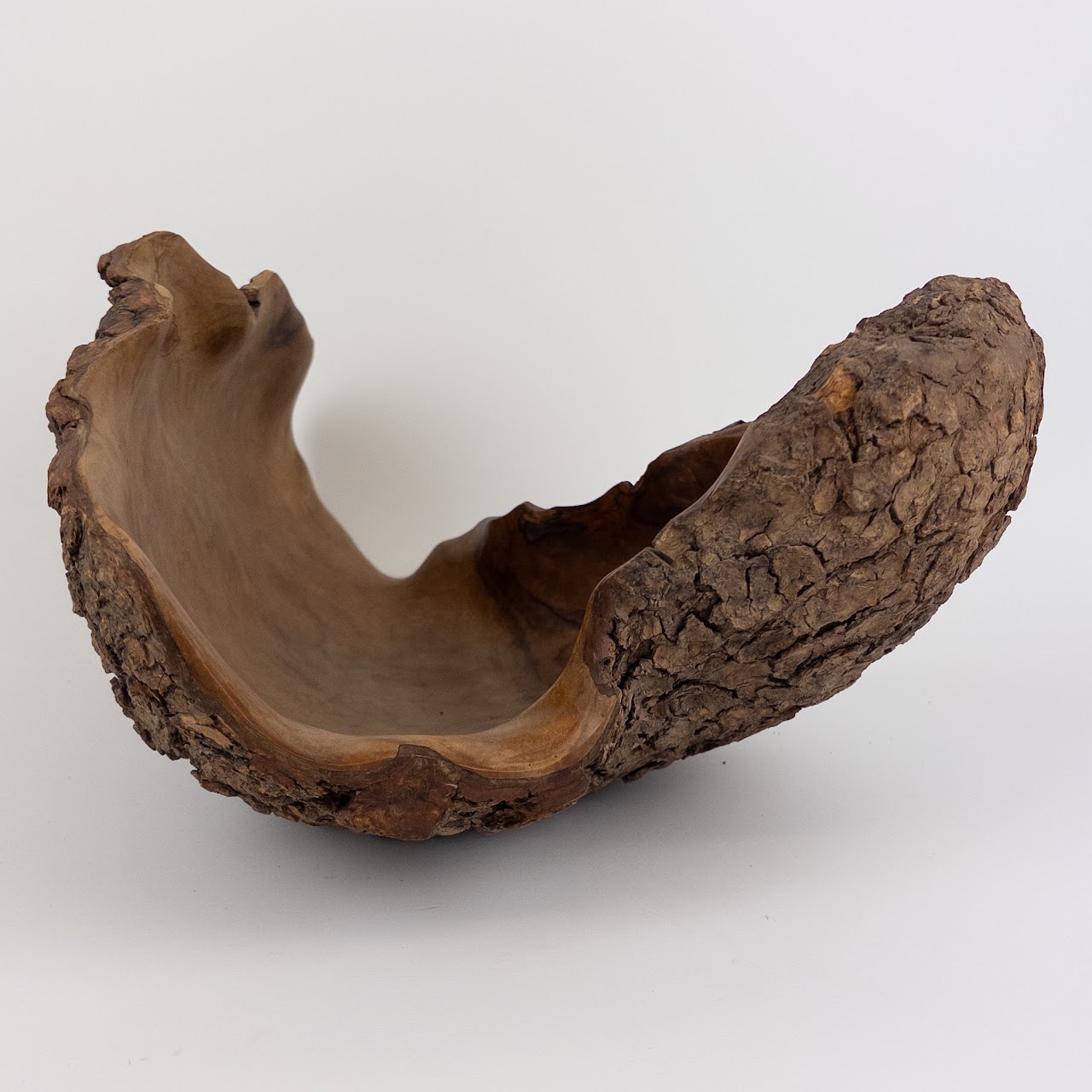 Live-Edge Burl Wood Sculptural Bowl, Signed 'Falcon Spain'