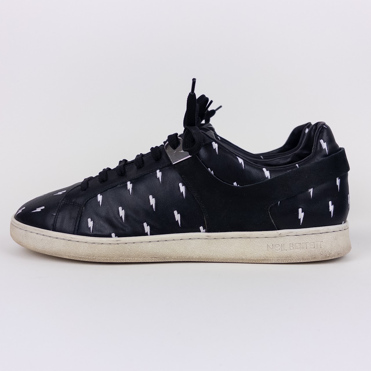 Neil Barrett Lightning Embroidered Leather Sneakers