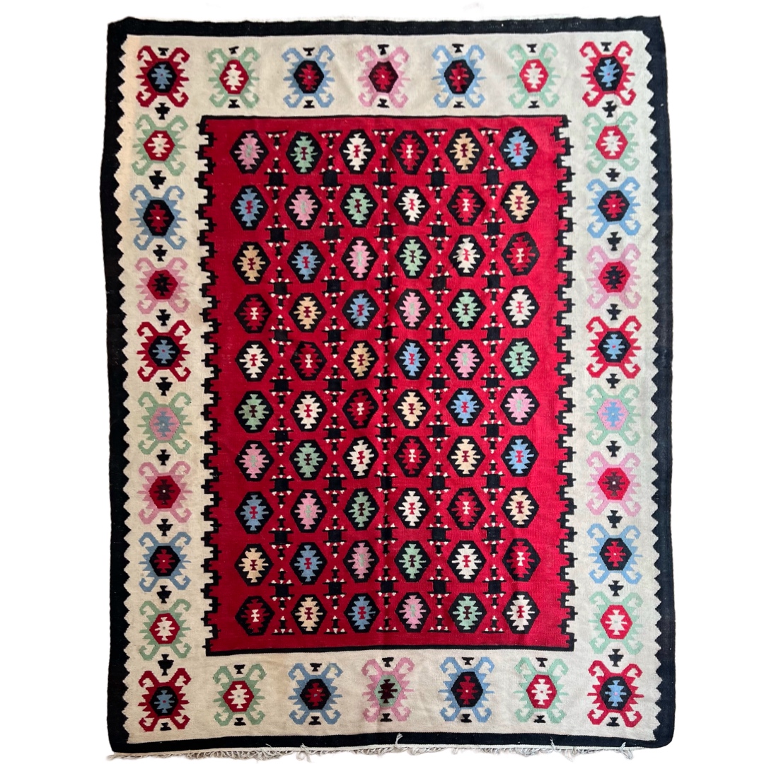 Turkish Wool Kilim Area Rug