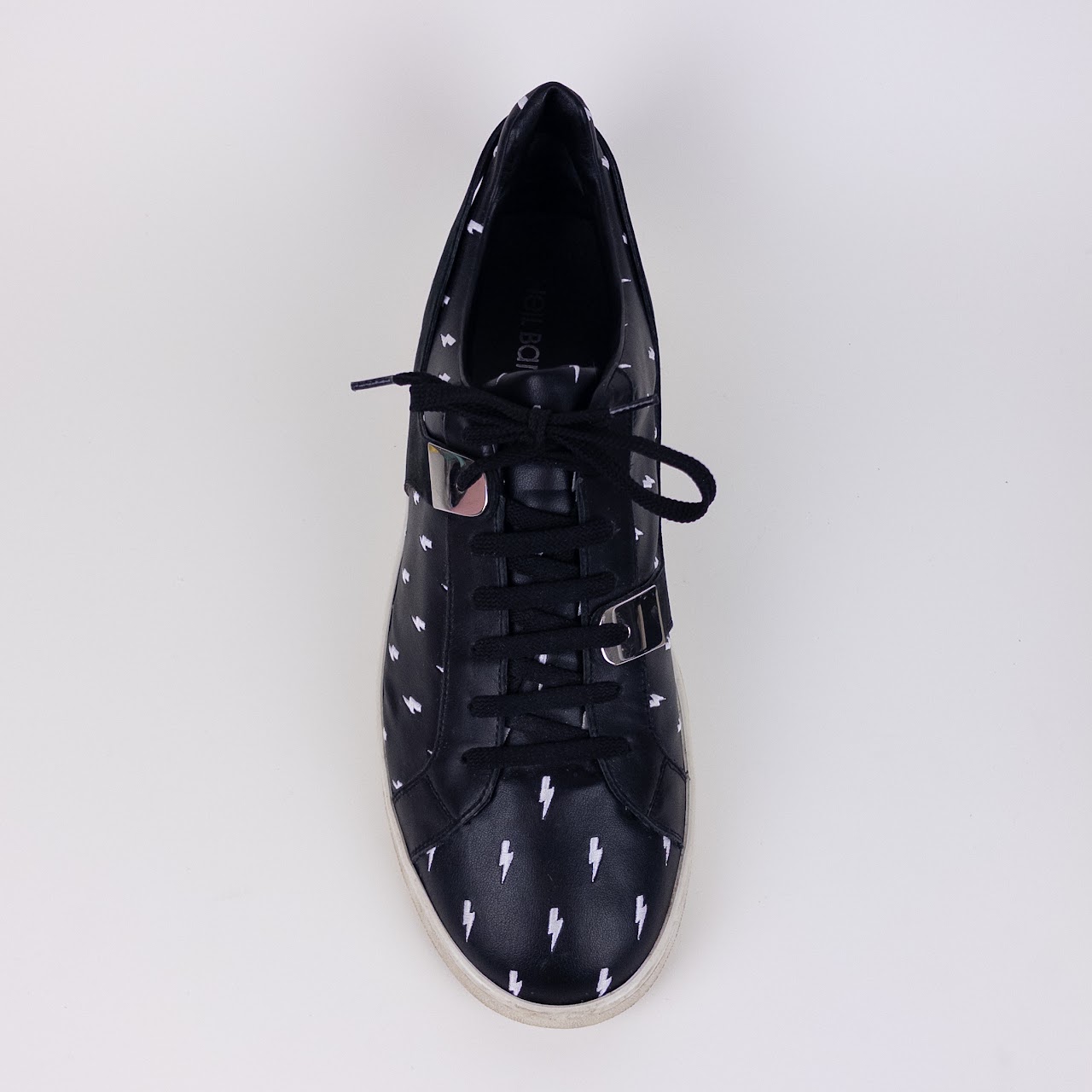 Neil Barrett Lightning Embroidered Leather Sneakers