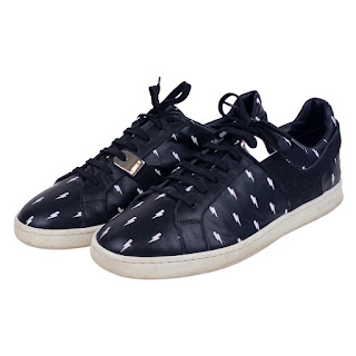 Neil Barrett Lightning Embroidered Leather Sneakers