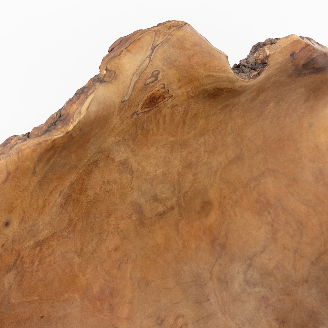 Live-Edge Burl Wood Sculptural Bowl, Signed 'Falcon Spain'