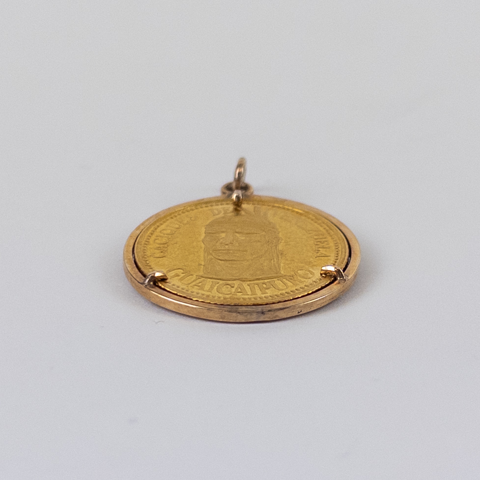 Caicques de Venezuela Guaicaipuro .900 Gold Coin in 14K Gold Pendant Frame