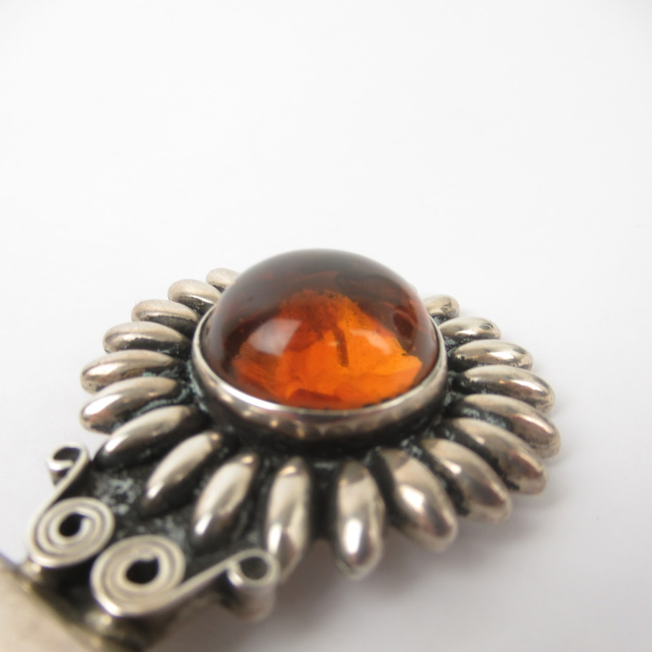 Sterling Silver & Amber Pendant