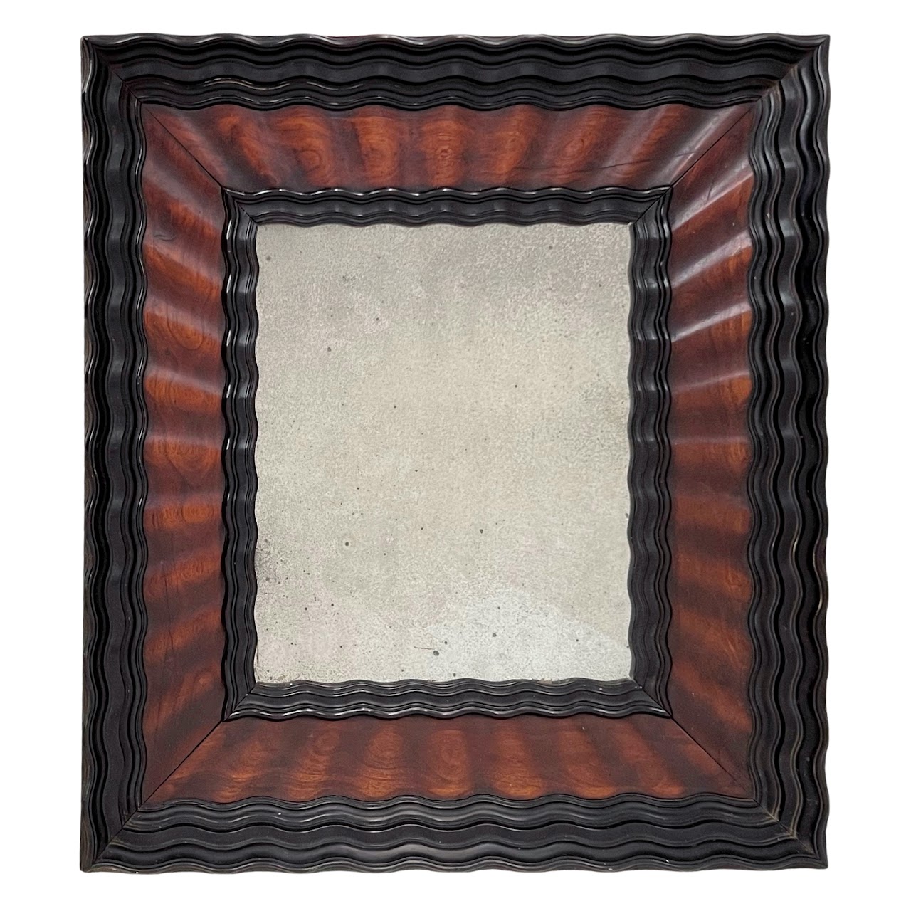 Antique Ebonized Mahogany Ripple Framed Mirror