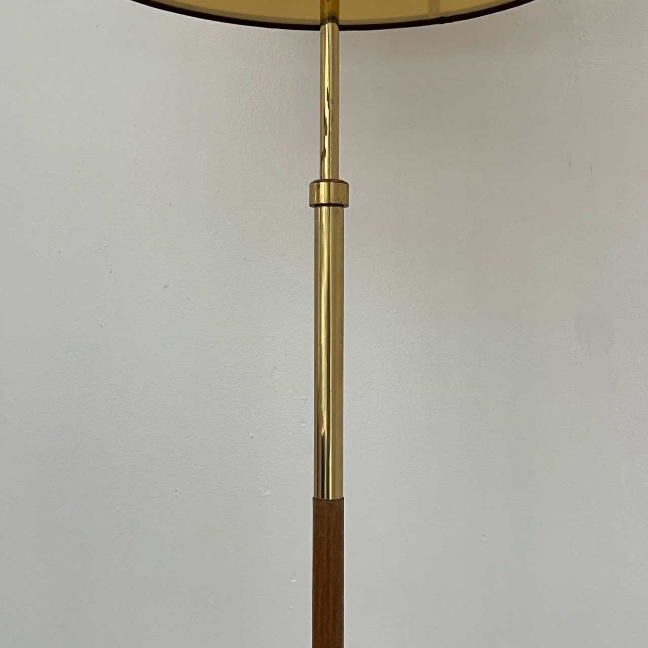 Modernist Scandinavian Teak & Brass Telescoping Floor Lamp