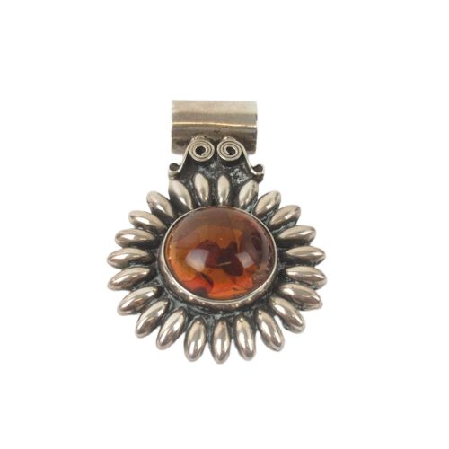 Sterling Silver & Amber Pendant