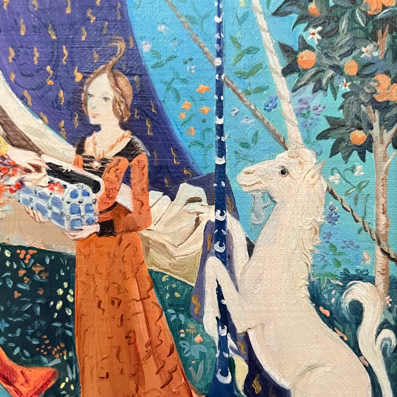 Unicorn Tapestry Oil Painting