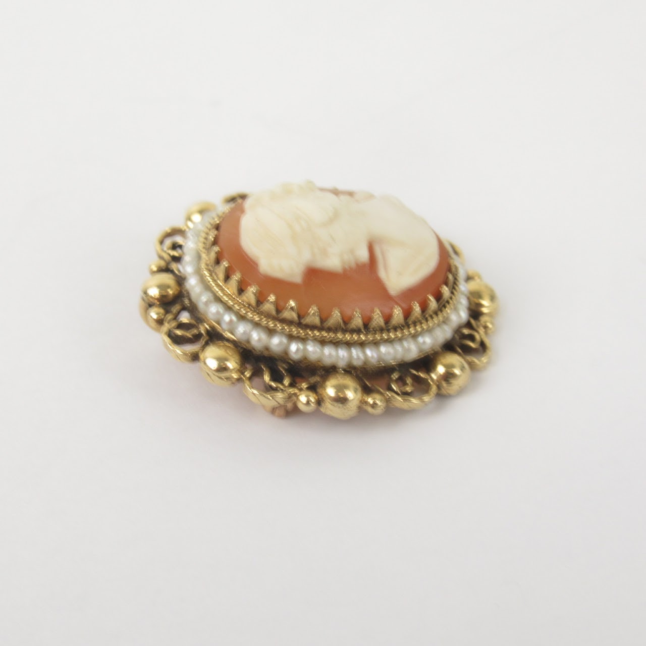 14K Gold Shell Cameo Brooch/Pendant