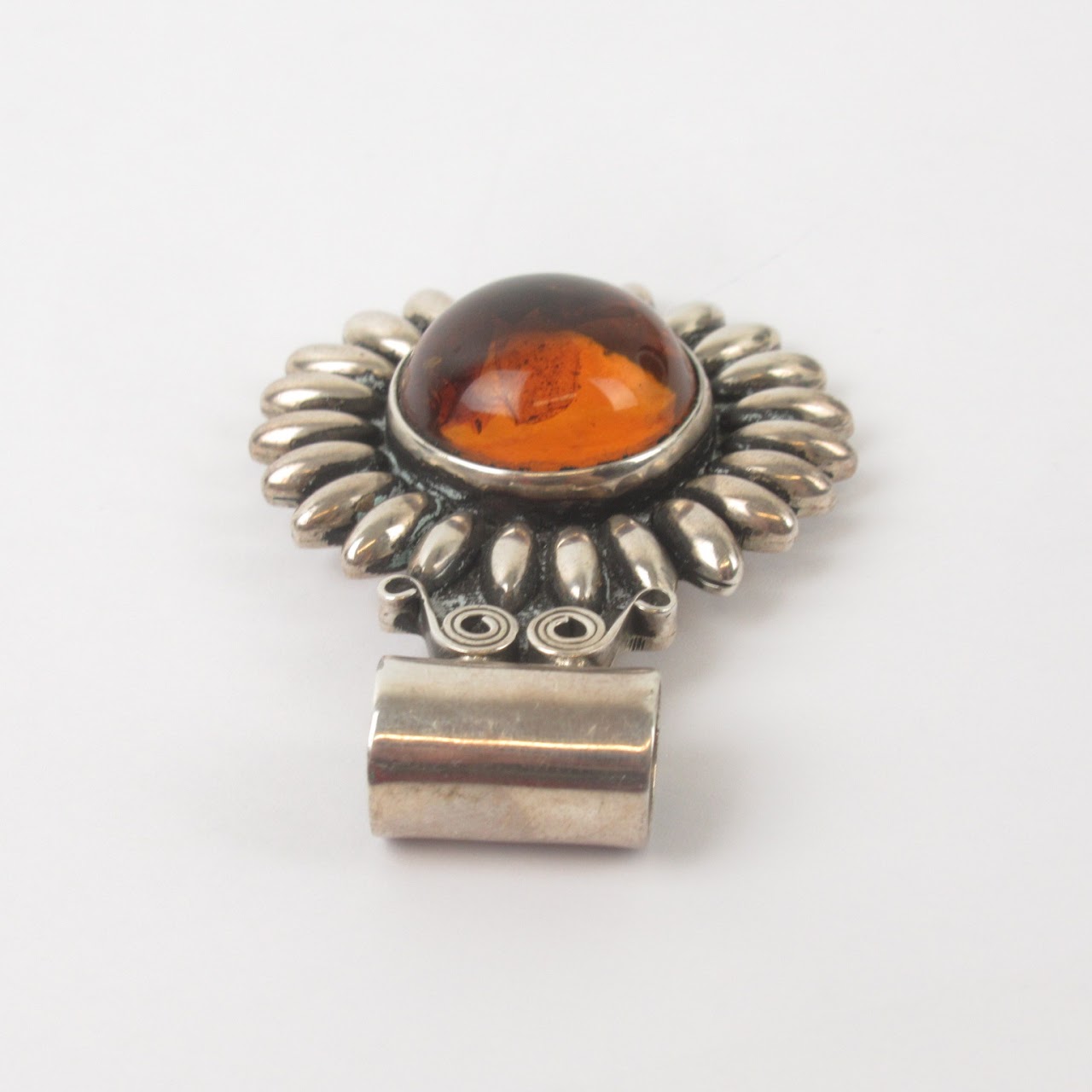 Sterling Silver & Amber Pendant