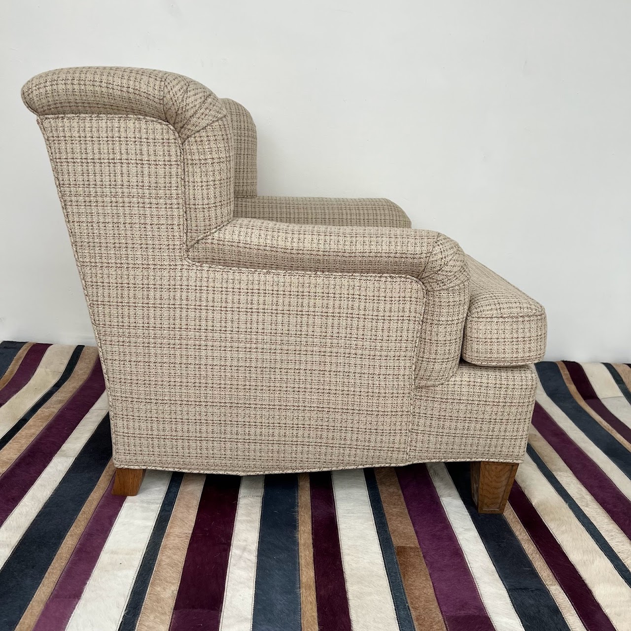 Custom Scroll-Arm Tweed Armchair