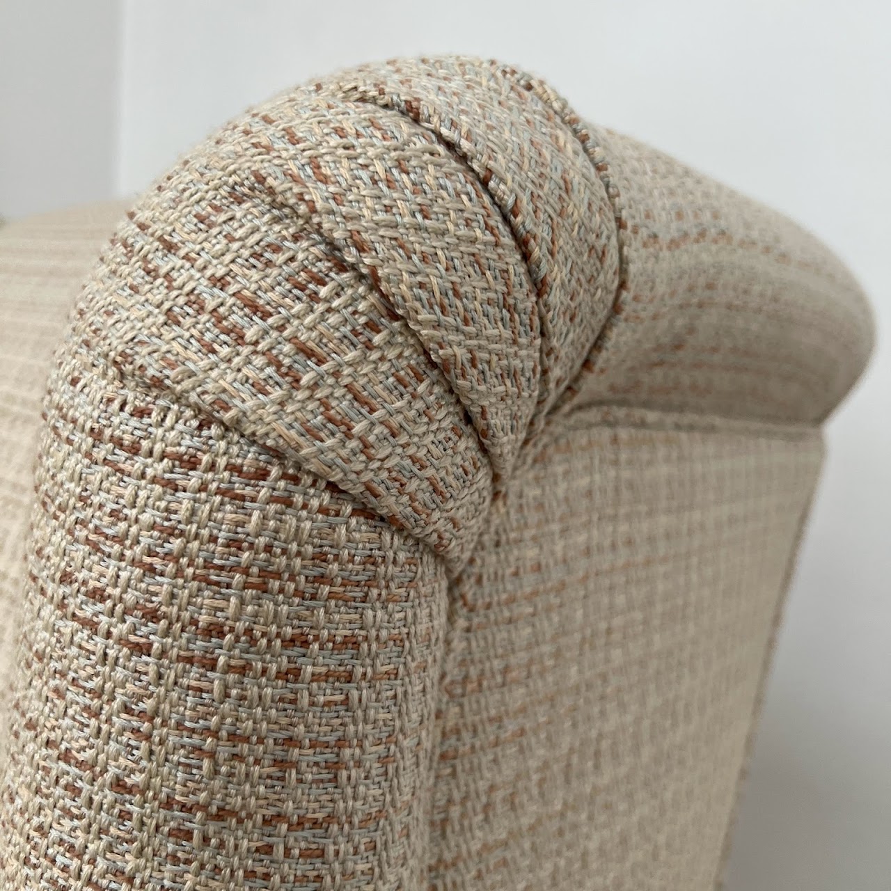 Custom Scroll-Arm Tweed Armchair