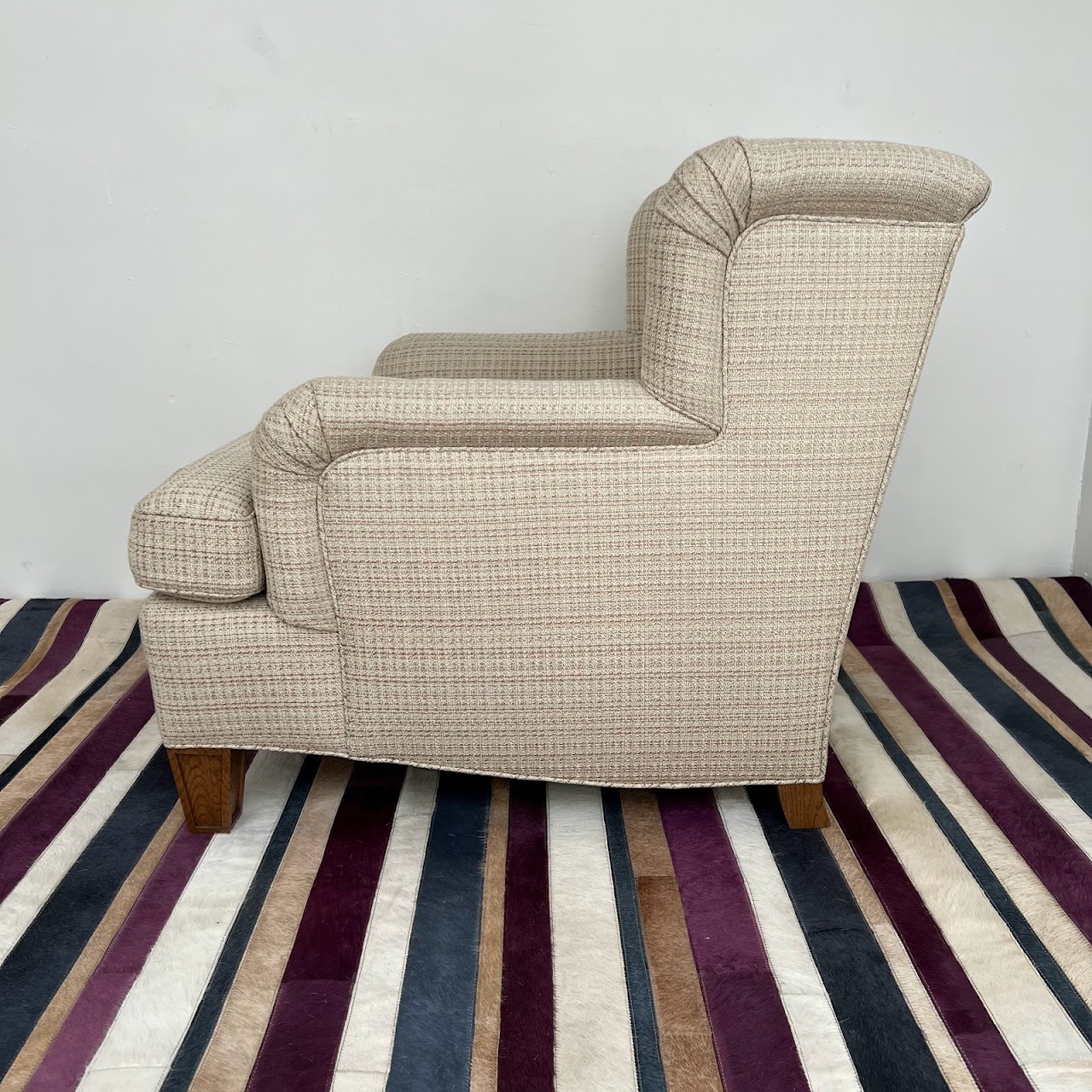 Custom Scroll-Arm Tweed Armchair