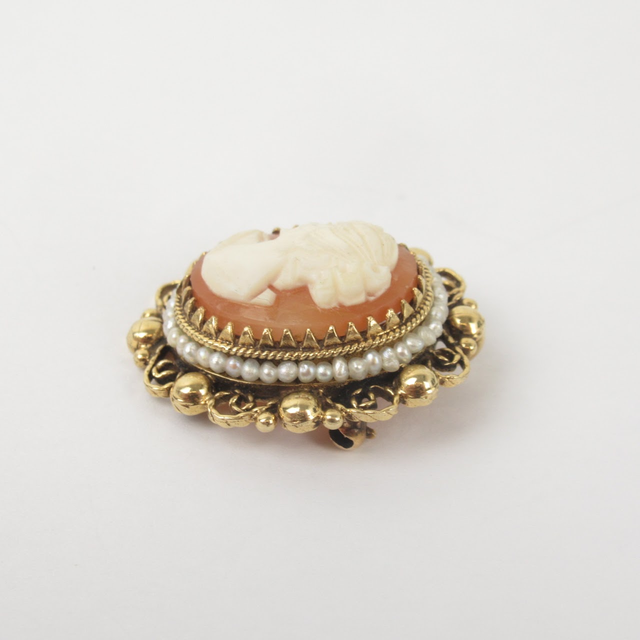 14K Gold Shell Cameo Brooch/Pendant